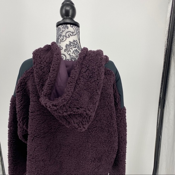 Z By Zella Sheila Fleece Hooded Pullover plum black. Sherpa.  Super soft. - Picture 10 of 14